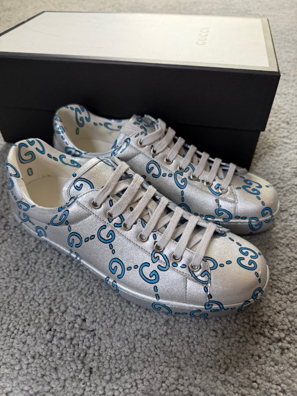 New Certified Authentic Gucci Ace Low 'GG Monogram' Sneakers Men's UK Sz. 6 1/2